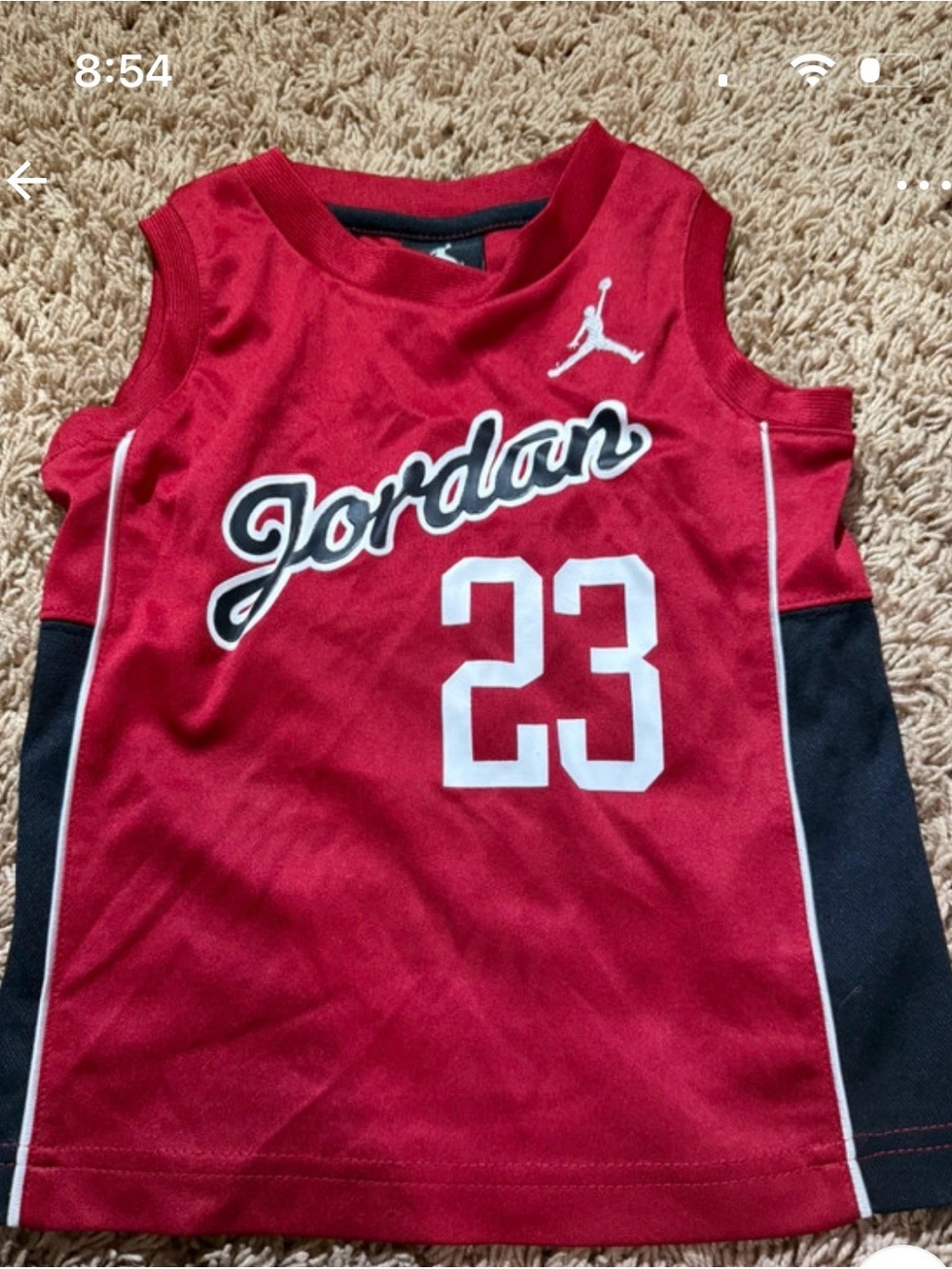 Jordan Red and Black Kids Basketball Jersey with 23 3t
